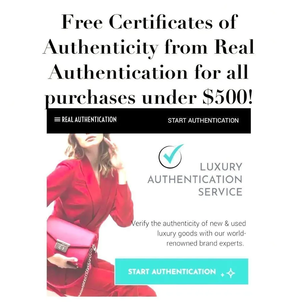 Free Authenticity Certificate for all items under $500 in my closet
